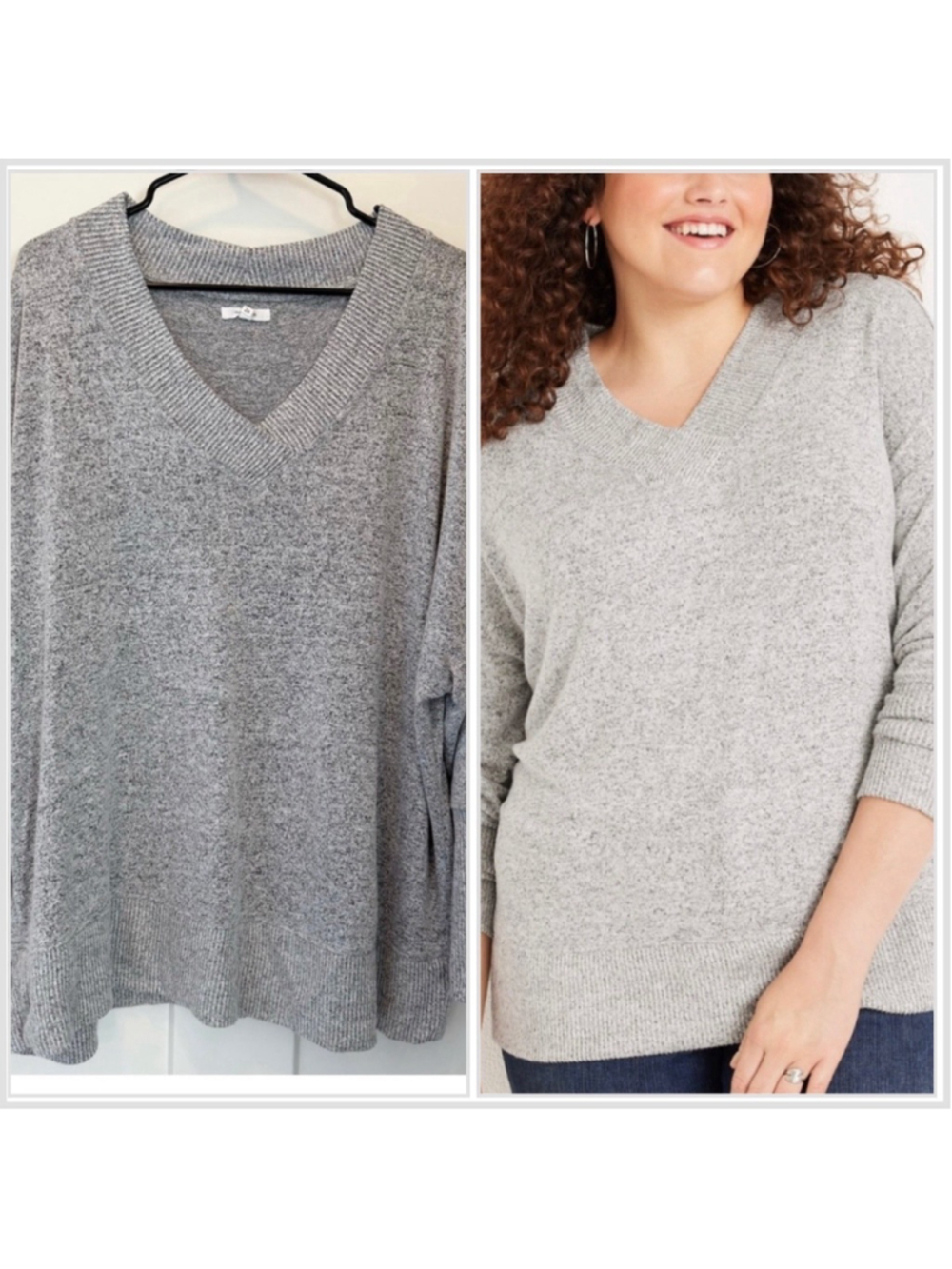 Maurices Haven vneck top sweater gray heather size 2x